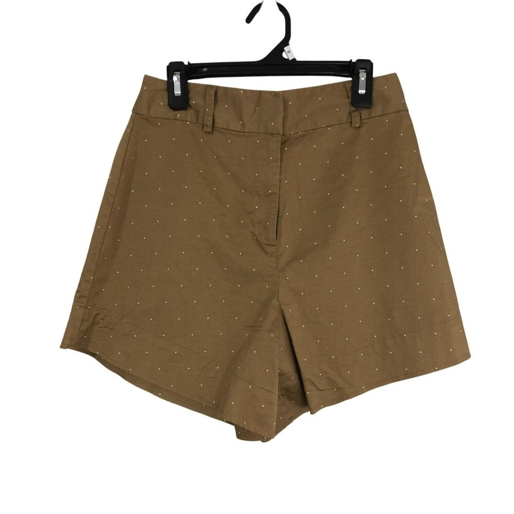 Danielle Bernstein Shorts Polka Dot High-Waisted Size 0 Brown & White Womens